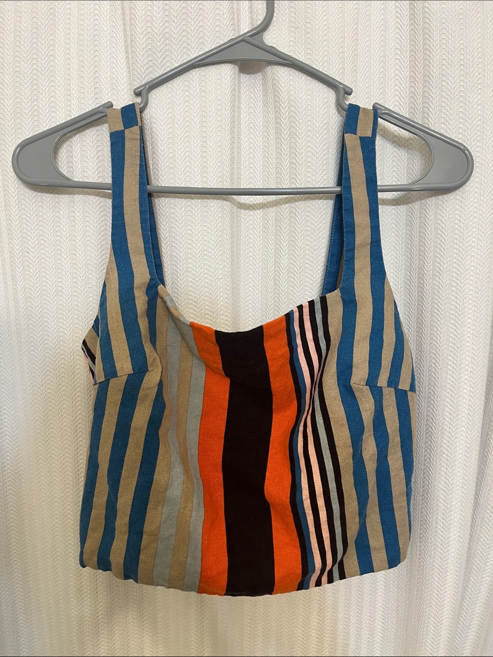 Colorblocked linen blend top